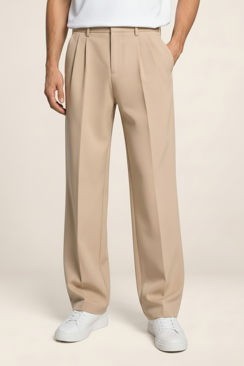 Men's Tailored Straight Leg Trousers – Smart Casual Fit