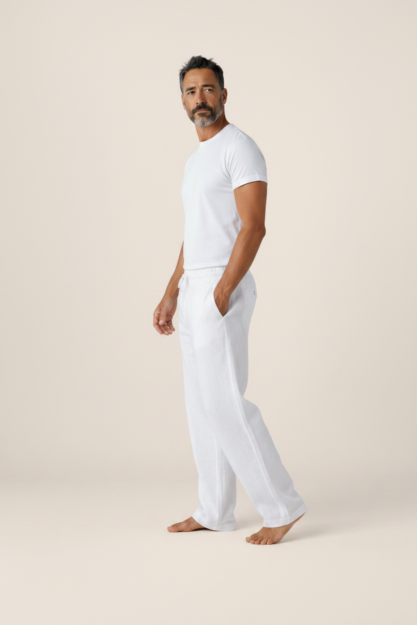 Men’s Linen Look Trousers – Relaxed Fit