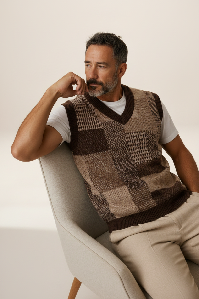 Men's V-Neck Knit Sweater Vest
