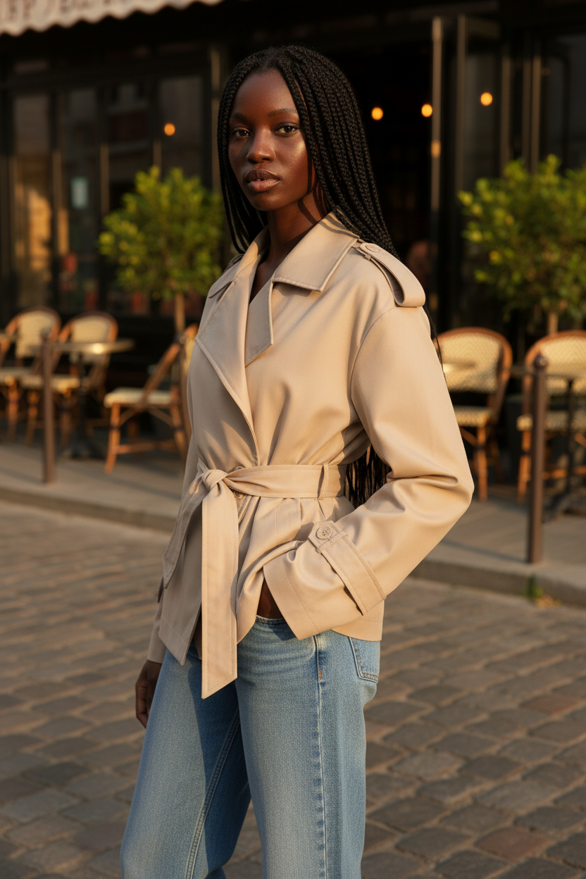 Elegant Women's Trench Coat with Belted Design | Classic Double-Breasted Layer for All Seasons