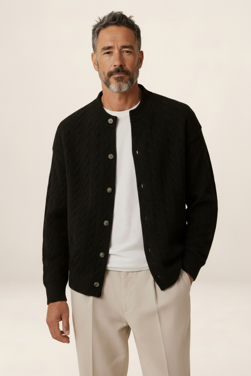 Men's Cable Knit Cardigan - Button Front Sweater