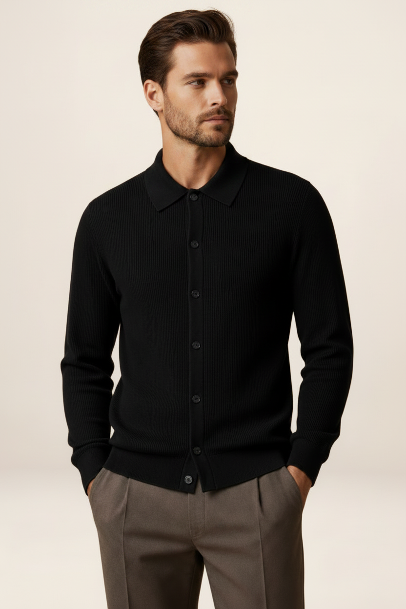 Men's Knit Cardigan – V-Neck Button Front Long Sleeve Sweater | Evermontia