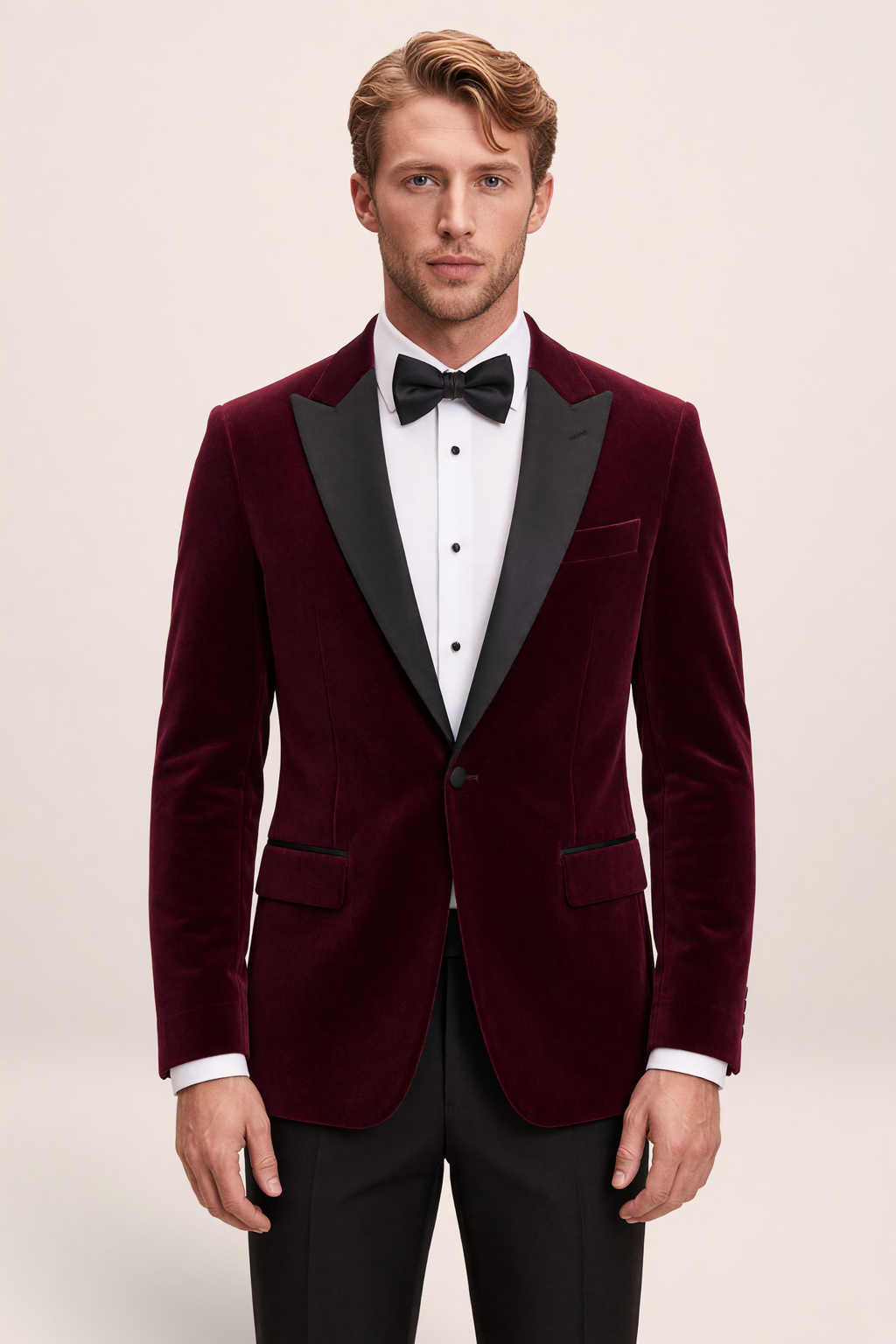 Men’s Velvet Tuxedo Blazer – Peak Lapel Formal Dinner Jacket