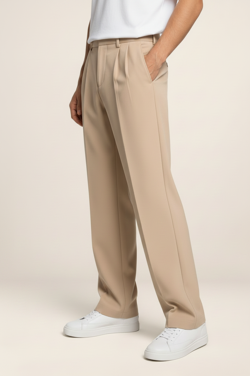 Men's Tailored Straight Leg Trousers – Smart Casual Fit