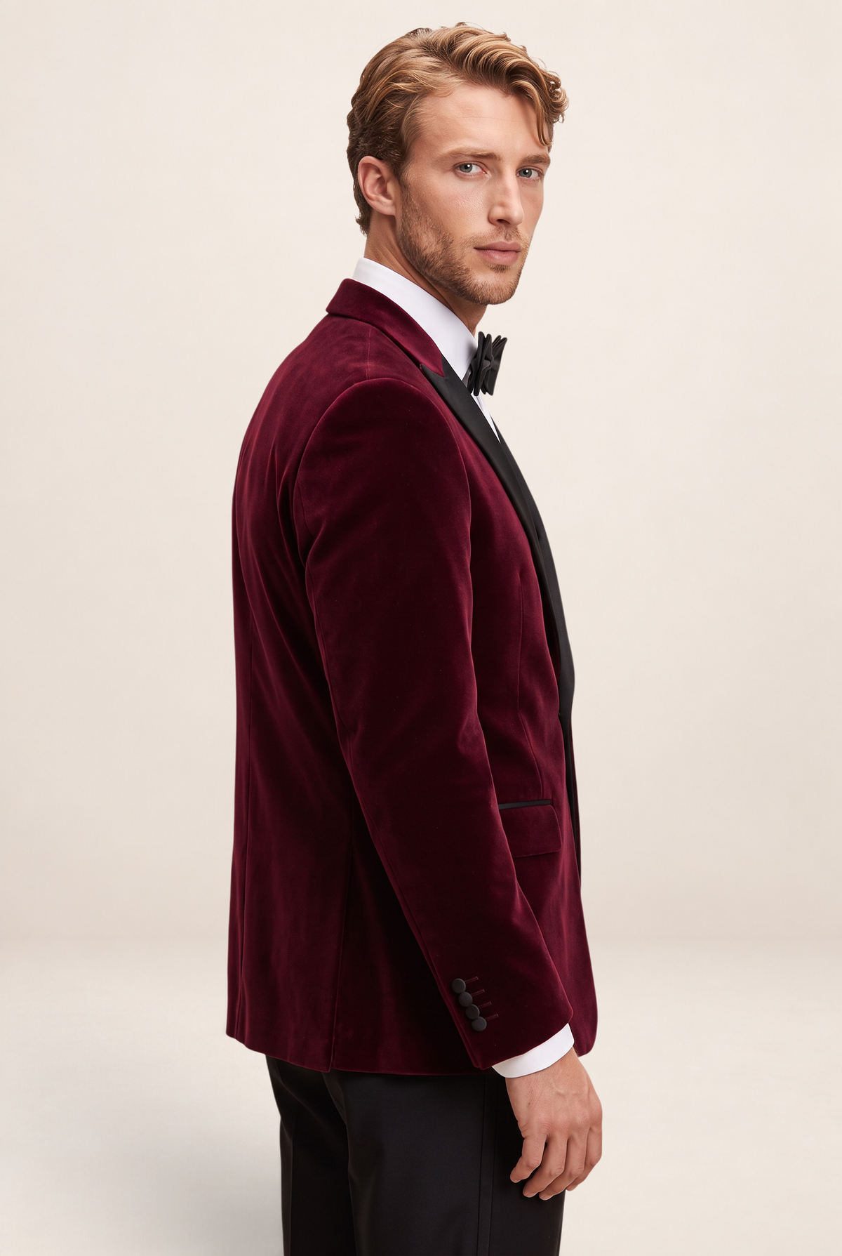 Men’s Velvet Tuxedo Blazer – Peak Lapel Formal Dinner Jacket