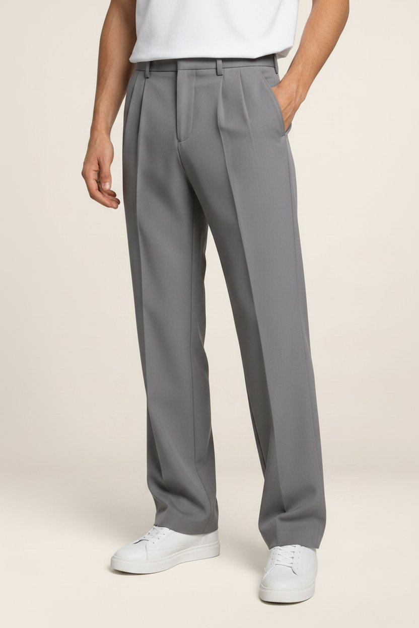 Men's Tailored Straight Leg Trousers – Smart Casual Fit