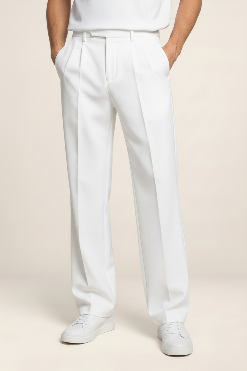Men's Tailored Straight Leg Trousers – Smart Casual Fit