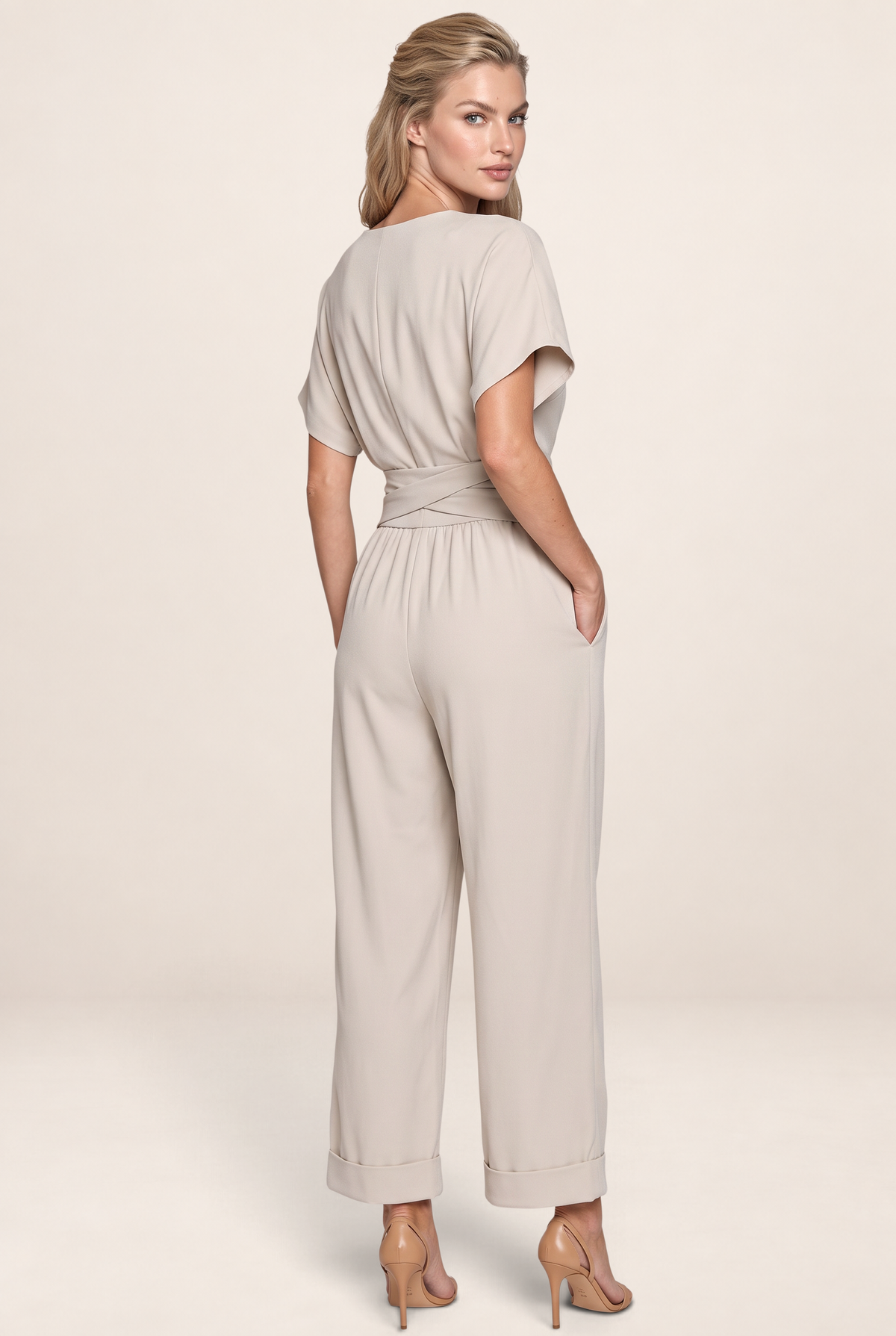 Women's Cross-Front Top & Trousers Set - Elegant Everyday Style