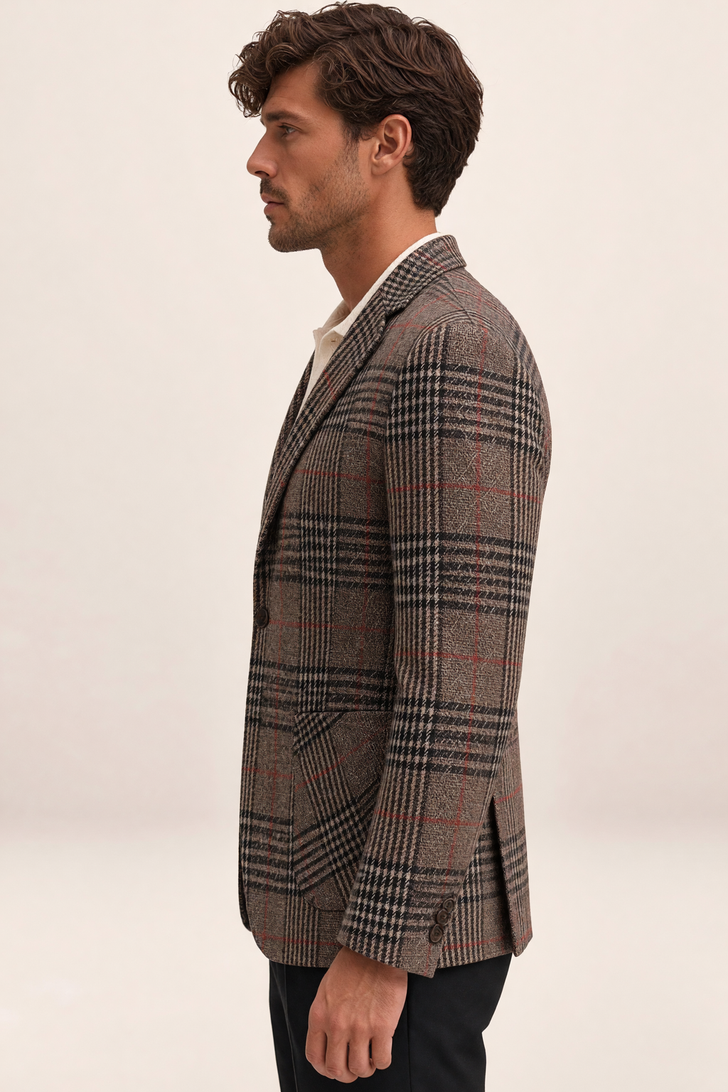 Men's Blazer Jacket with Check Pattern | Stylish Smart-Casual Look for Versatile Occasions