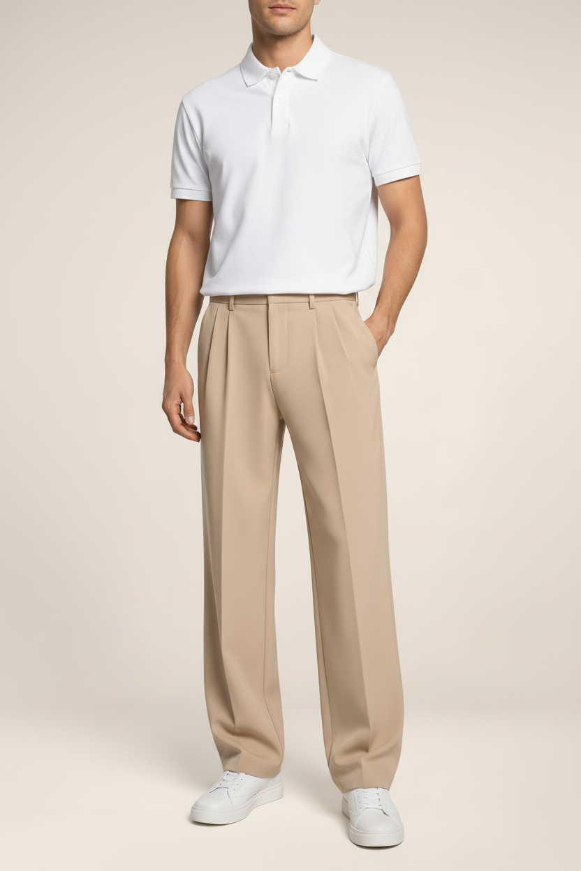 Men's Tailored Straight Leg Trousers – Smart Casual Fit