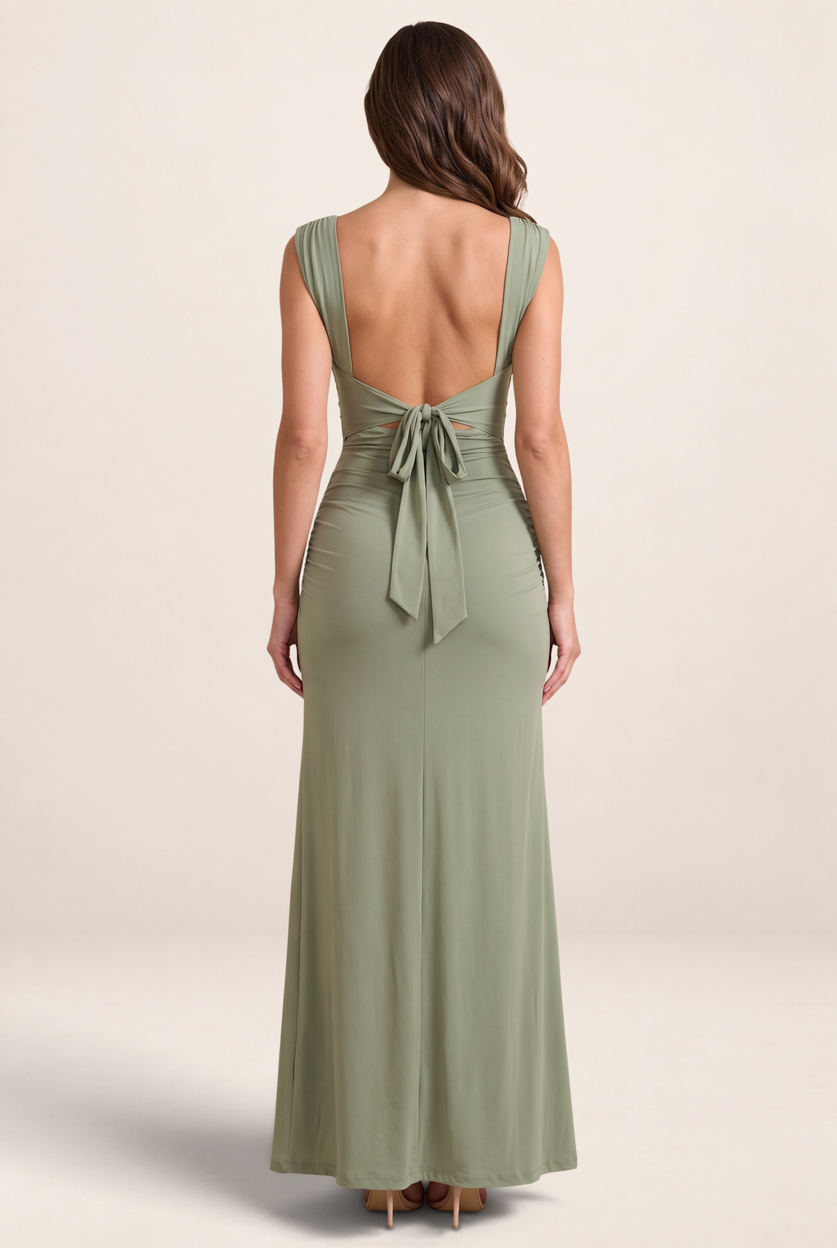 Women's Square Neck Split Long Dress - Formal Wedding Guest Evening Wear