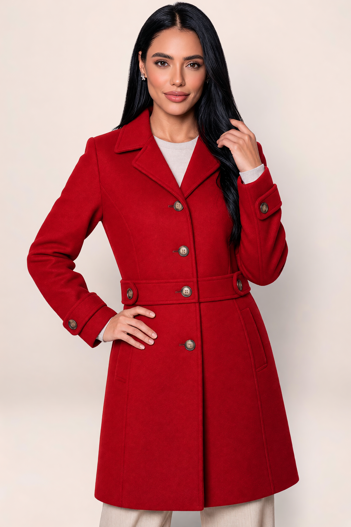 Women's Tailored Longline Coat | Classic Collared Neckline