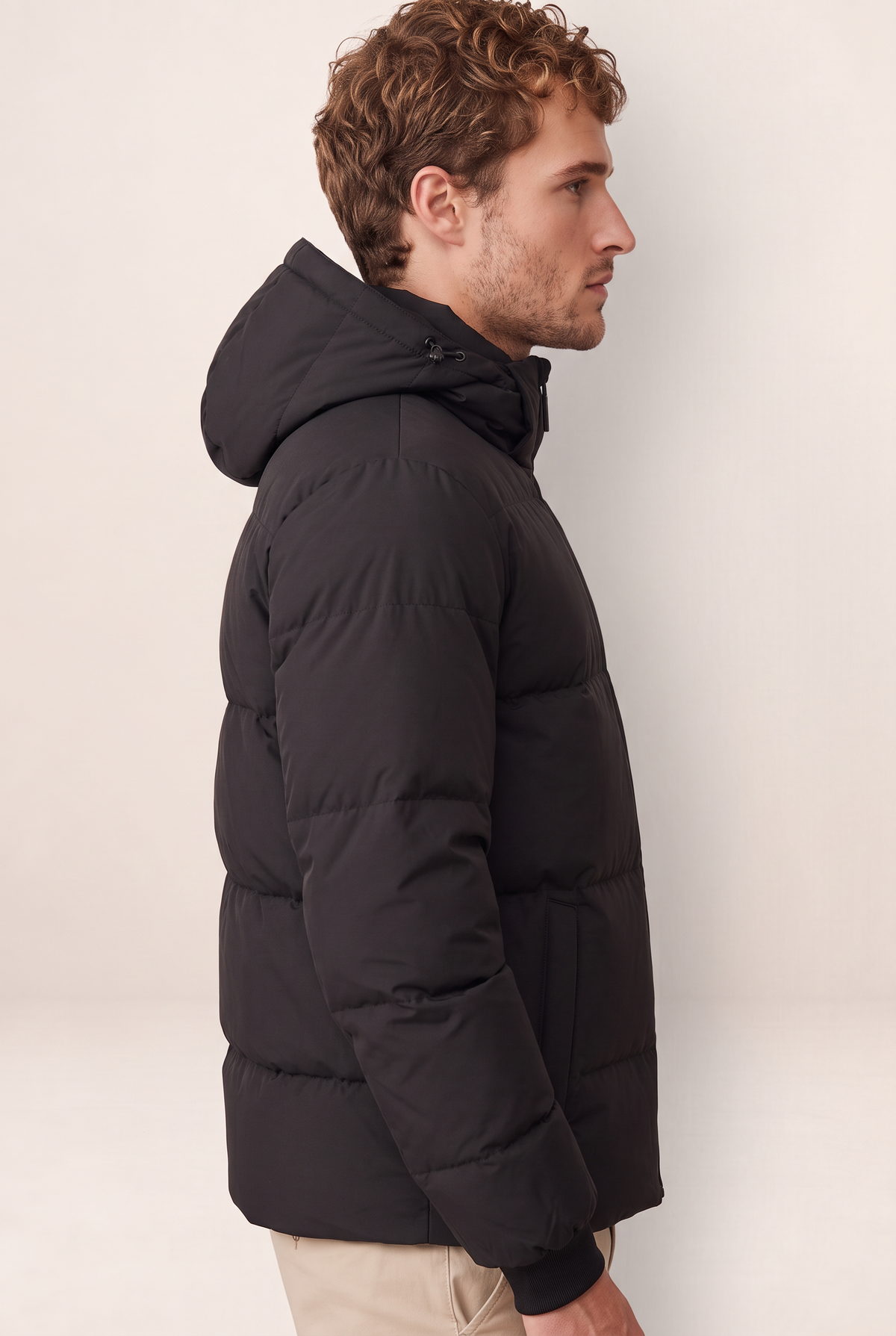 Men's Puffer Jacket | Warm Hooded Winter Coat with Adjustable Drawcord