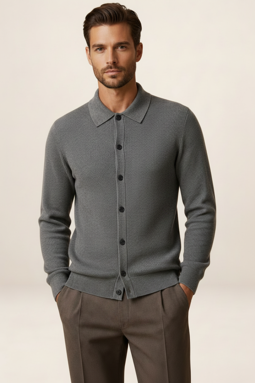 Men's Knit Cardigan – V-Neck Button Front Long Sleeve Sweater | Evermontia