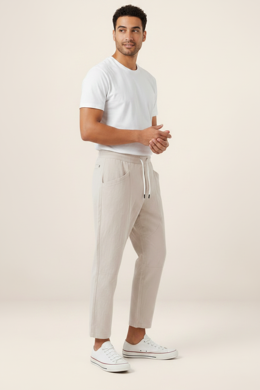 Men’s Drawstring Cropped Trousers – Relaxed Fit Summer Style