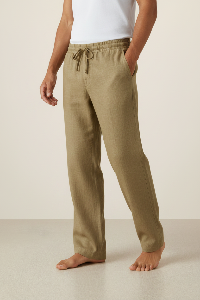 Men’s Linen Look Trousers – Relaxed Fit