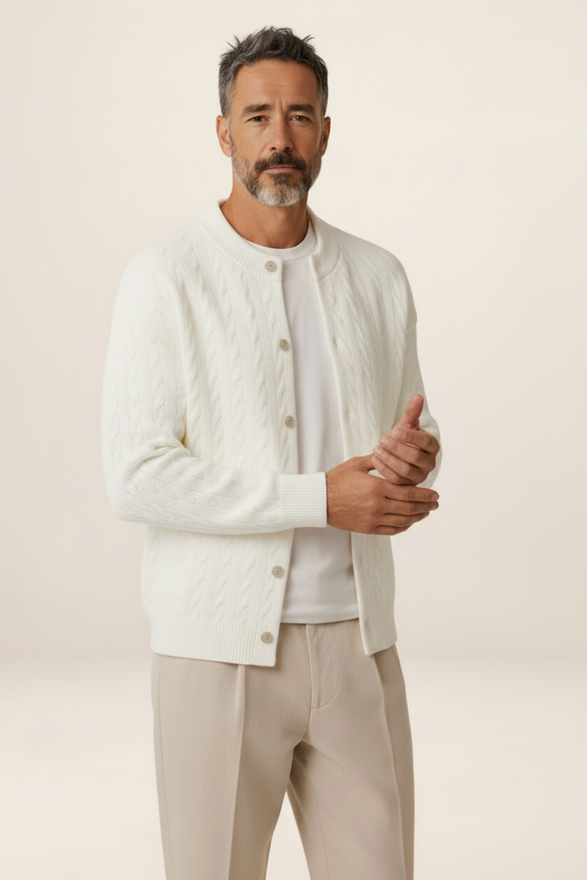 Men's Cable Knit Cardigan - Button Front Sweater