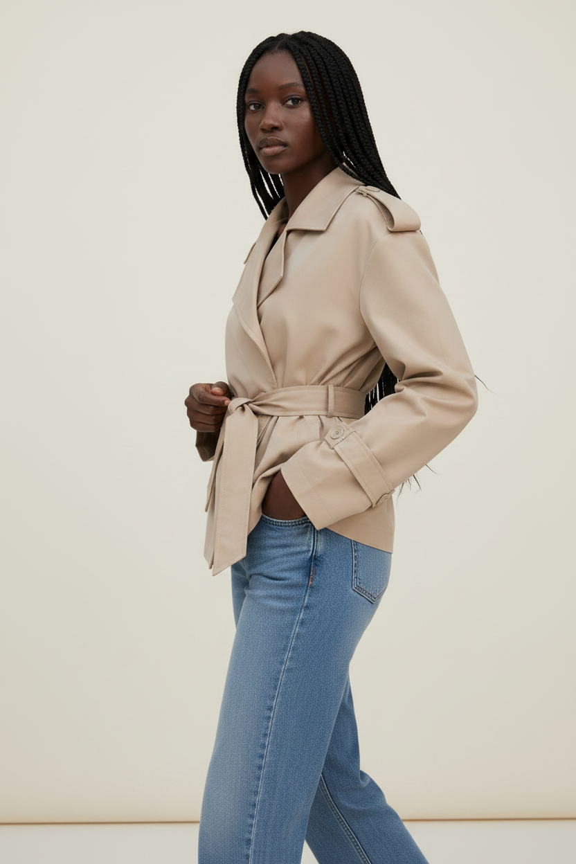 Elegant Women's Trench Coat with Belted Design | Classic Double-Breasted Layer for All Seasons