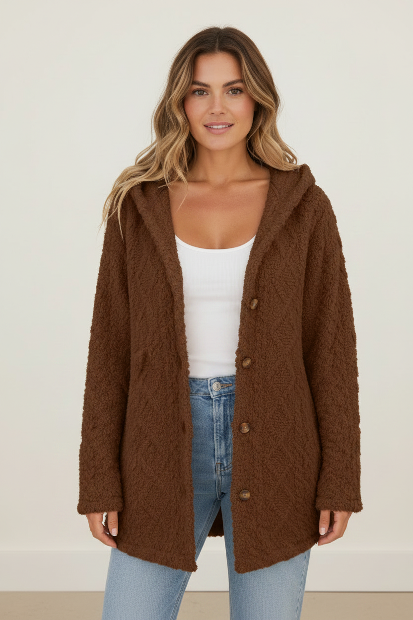 Cozy Collection | Women's Long Cardigan with Hooded Design | Plush Fleece for Ultimate Comfort in Autumn and Winter