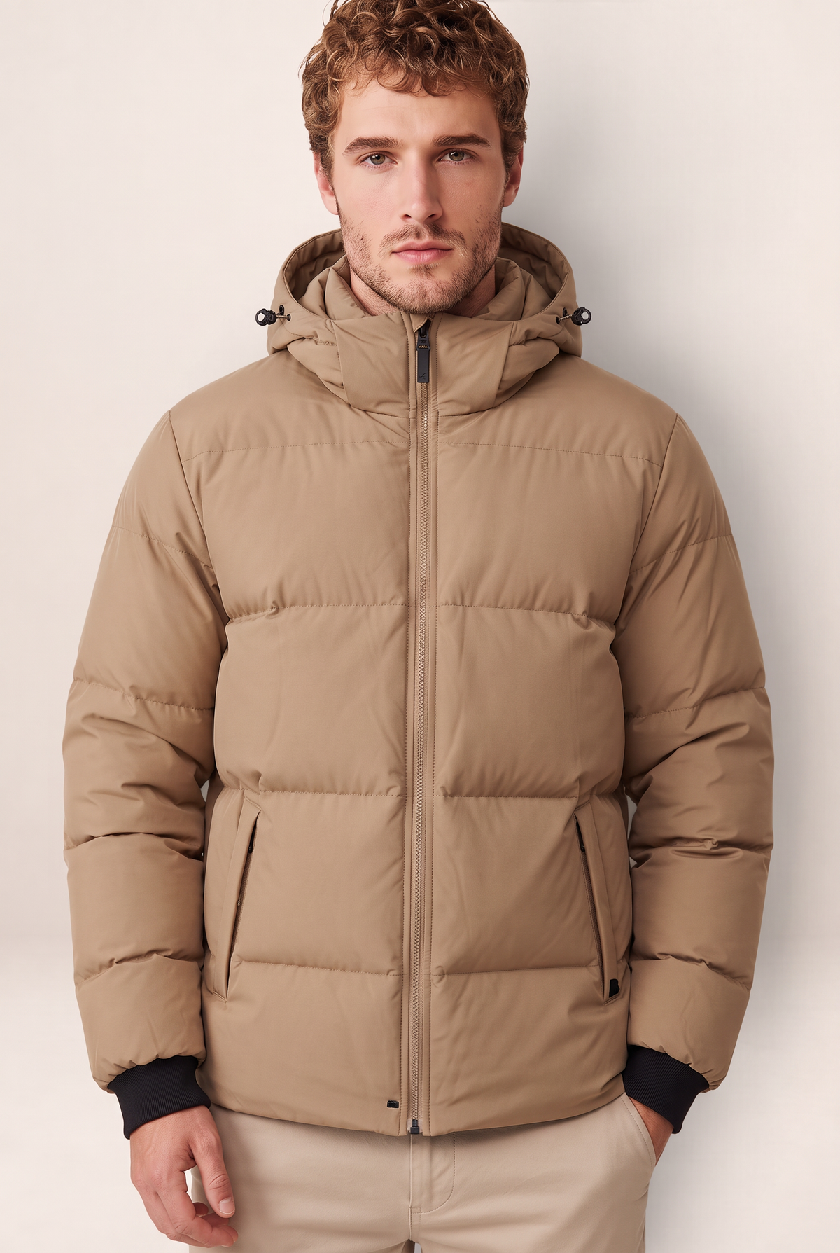 Men's Puffer Jacket | Warm Hooded Winter Coat with Adjustable Drawcord