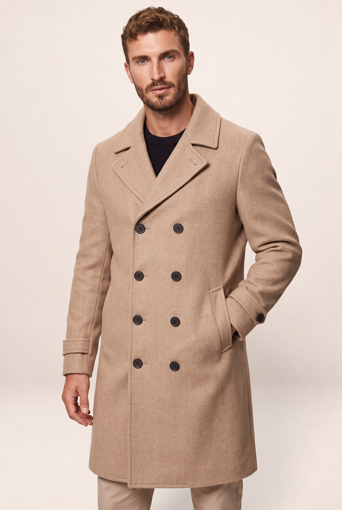 Men's Overcoat with Double-Breasted Design | Versatile Winter Outerwear for Sophisticated Style