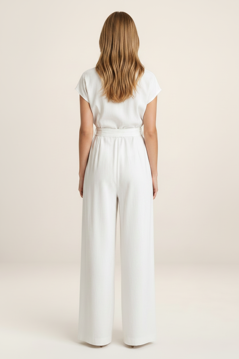 Elegant Summer Jumpsuit | Women's Wide Leg Design with Adjustable Tie Waist | Effortless Style for Any Occasion