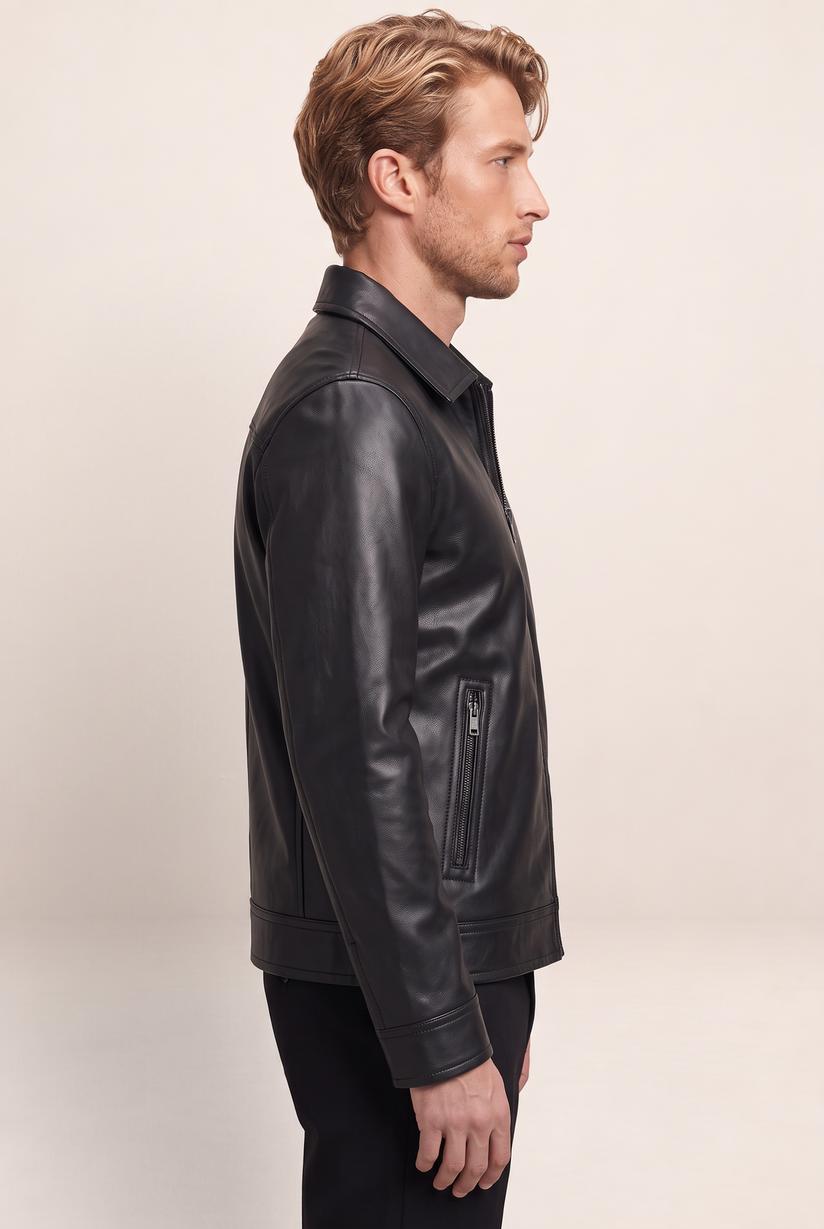 Classic Leather Look Jacket | Men's Jacket with Zip Pockets | Stylish Everyday Wear for All Occasions