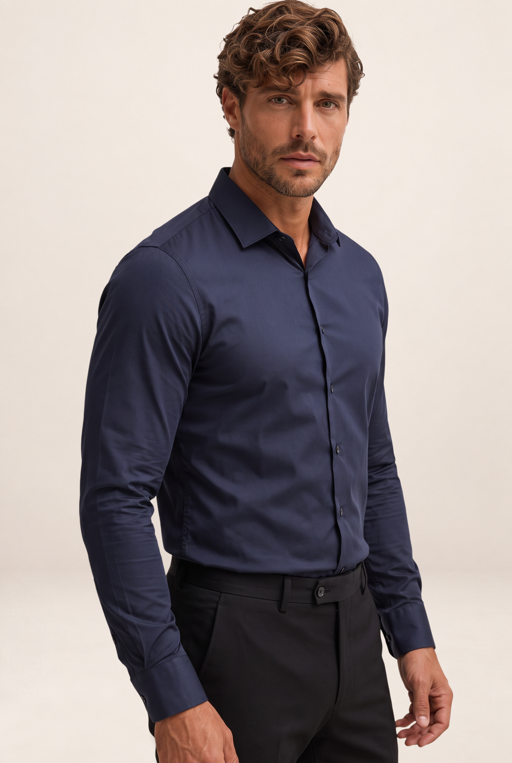 Elegant Men's Dress Shirt with Stretch Fabric & Satin Finish for All-Day Comfort