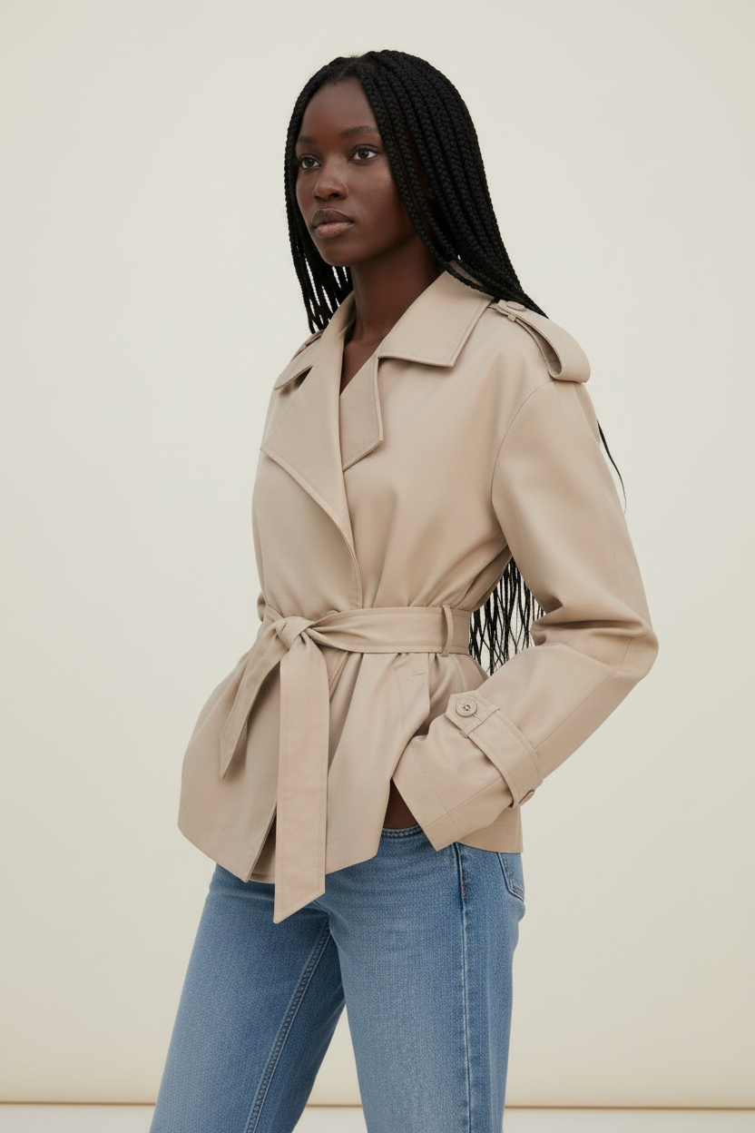 Elegant Women's Trench Coat with Belted Design | Classic Double-Breasted Layer for All Seasons