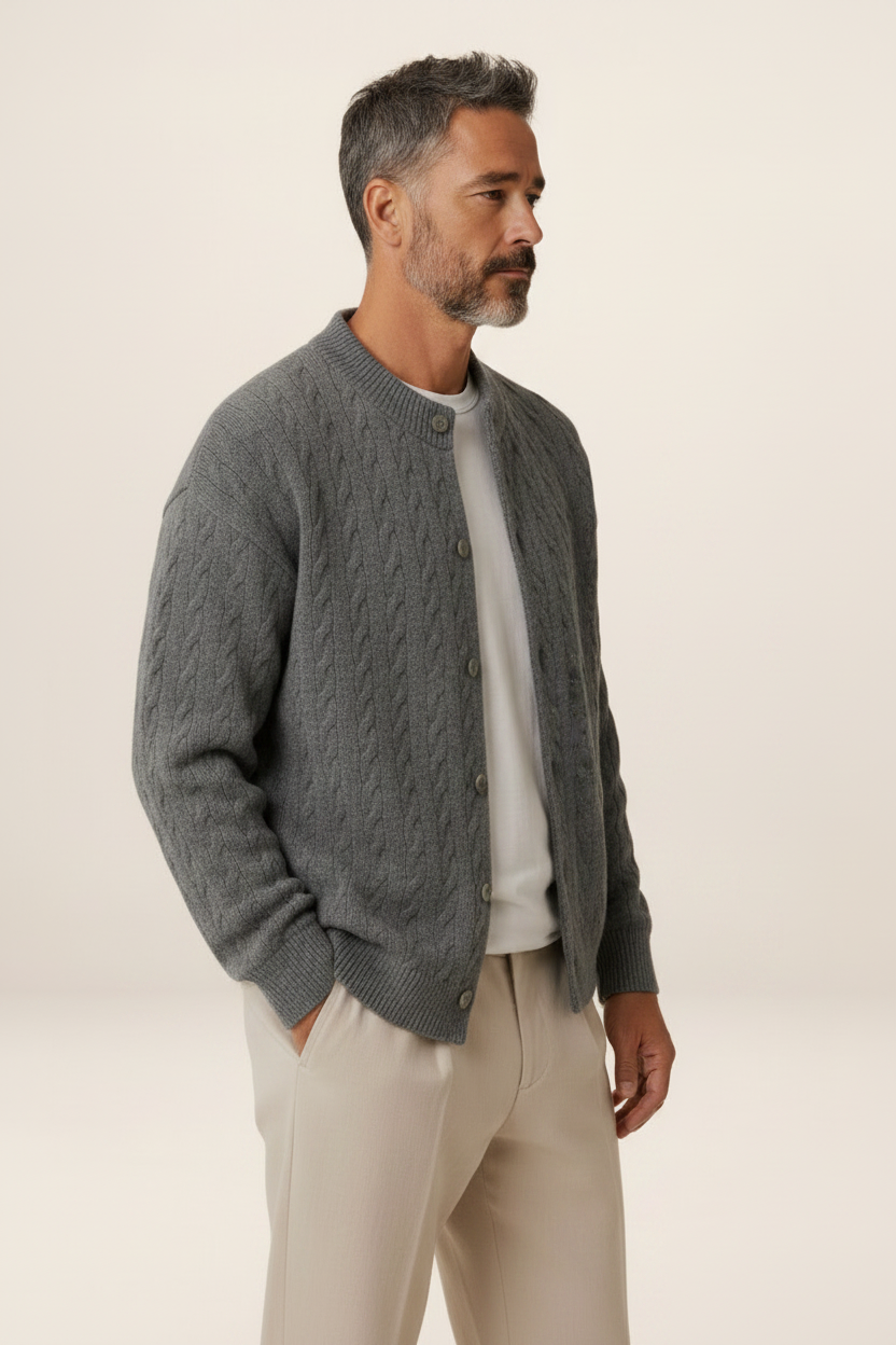 Men's Cable Knit Cardigan - Button Front Sweater