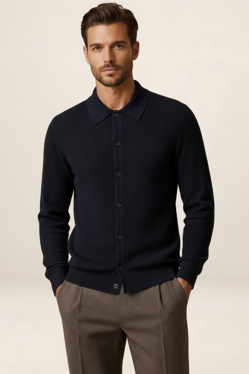 Men's Knit Cardigan – V-Neck Button Front Long Sleeve Sweater | Evermontia