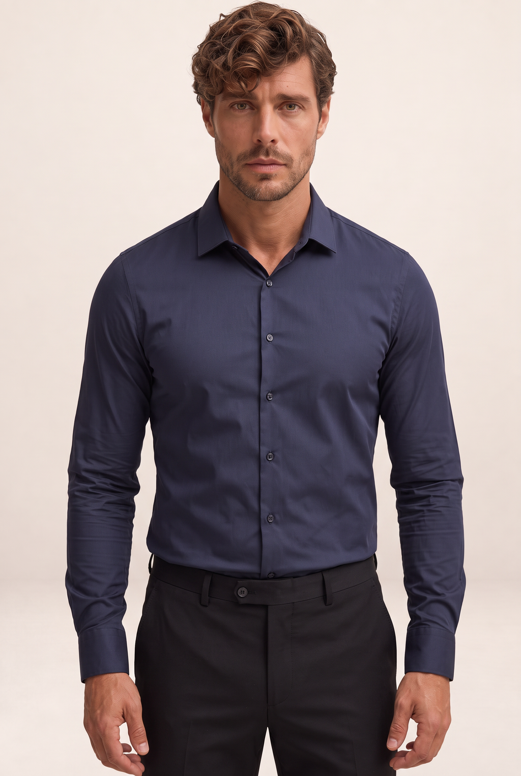 Elegant Men's Dress Shirt with Stretch Fabric & Satin Finish for All-Day Comfort