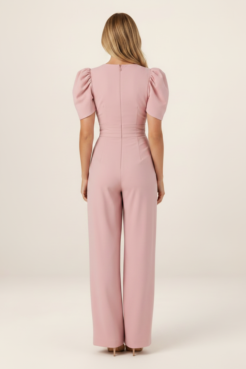 Jumpsuit Women with Puff Sleeves & Open-Back Detail | Timeless Sophistication for Special Occasions