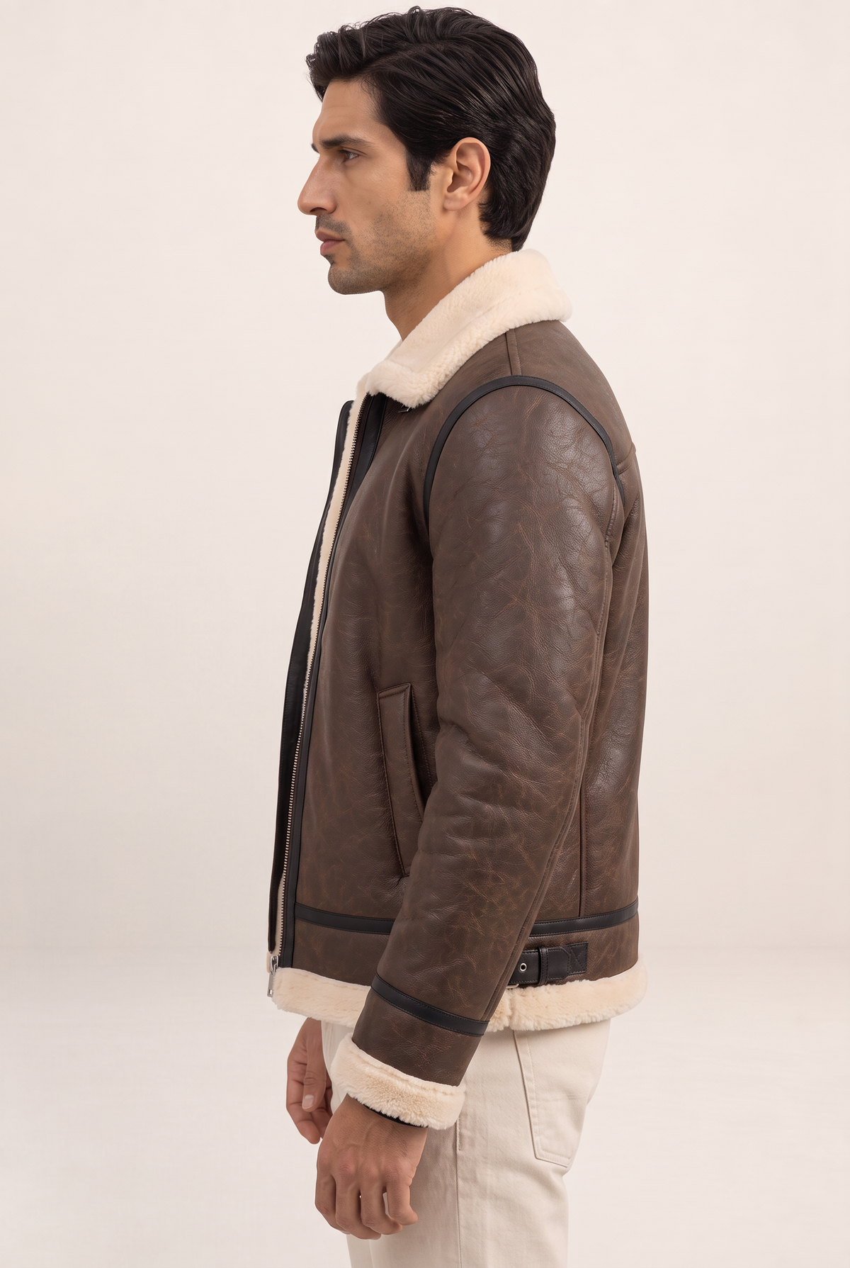 Classic Aviator | Men's Leather Jacket with Sherpa Lining | Stylish Warmth for Cold Weather