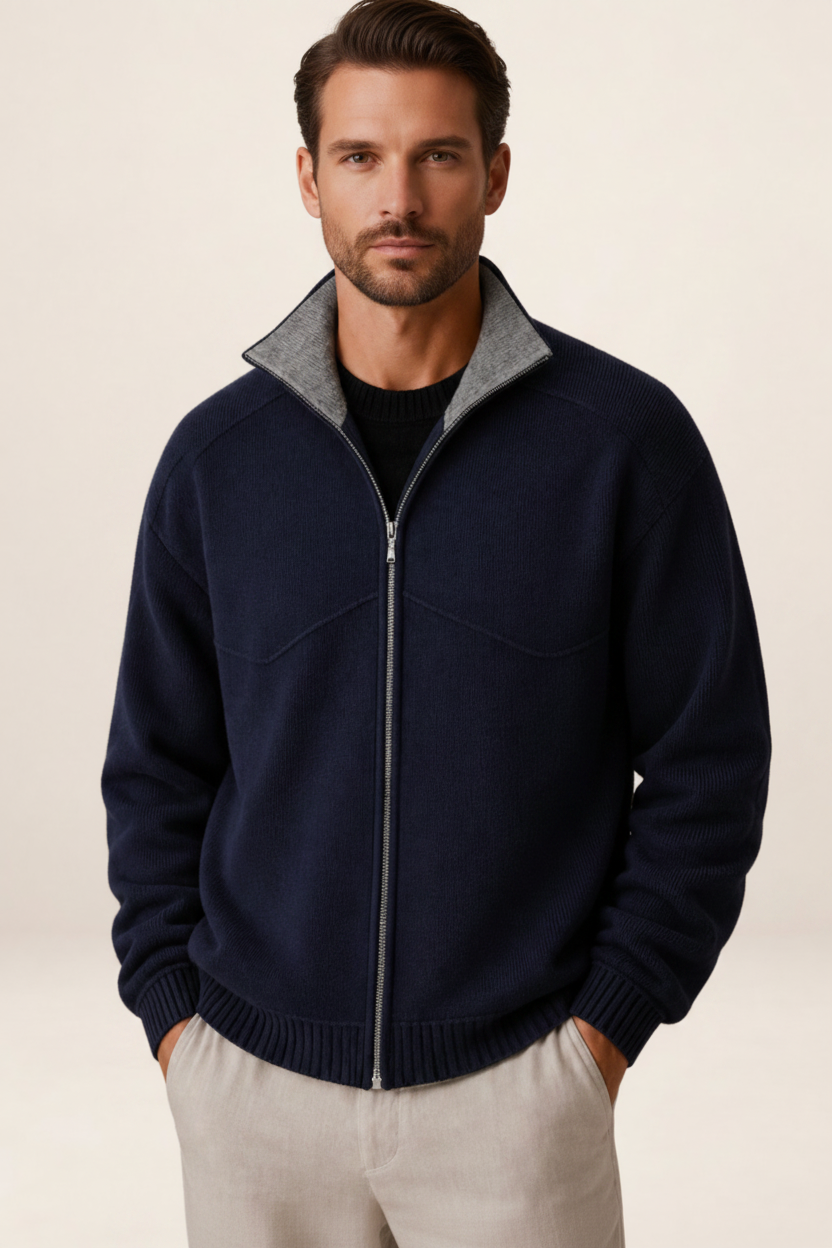 Men's Full Zip Knit Cardigan – Long Sleeve Sweater Jacket