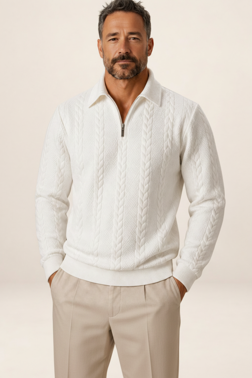 Men’s Cable Knit Quarter Zip Sweater