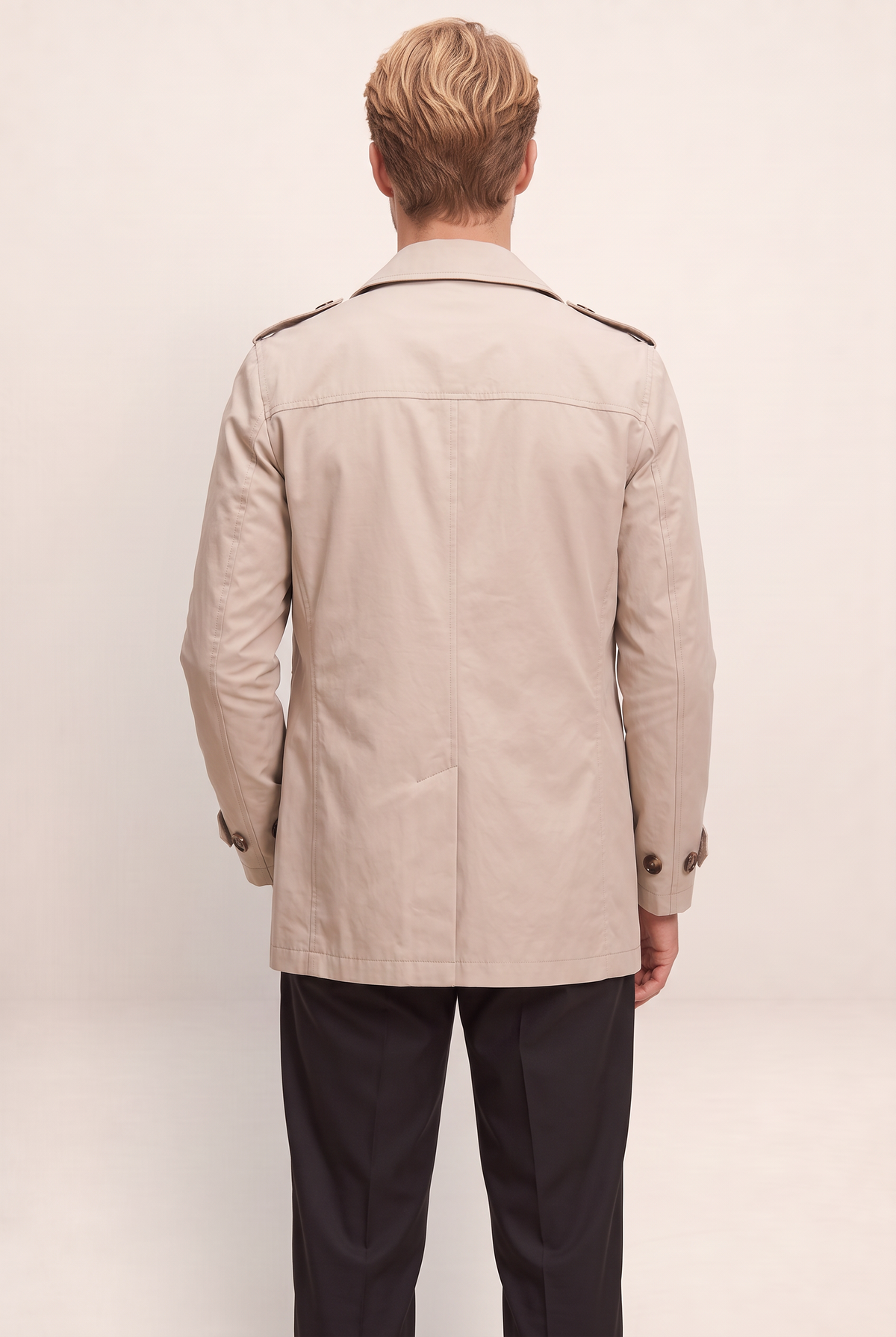 Classic Trench Coat Men | Double Breasted Design with Adjustable Waist Tabs