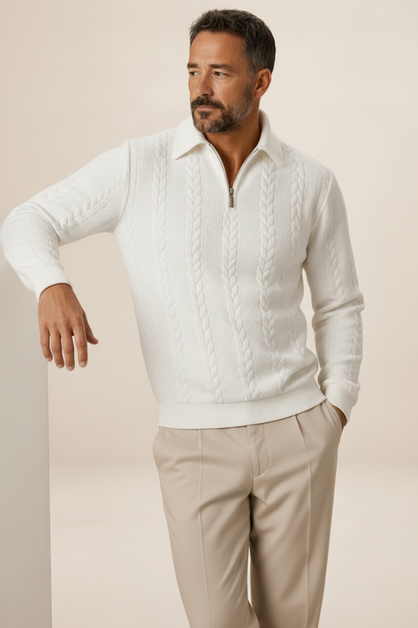 Men’s Cable Knit Quarter Zip Sweater