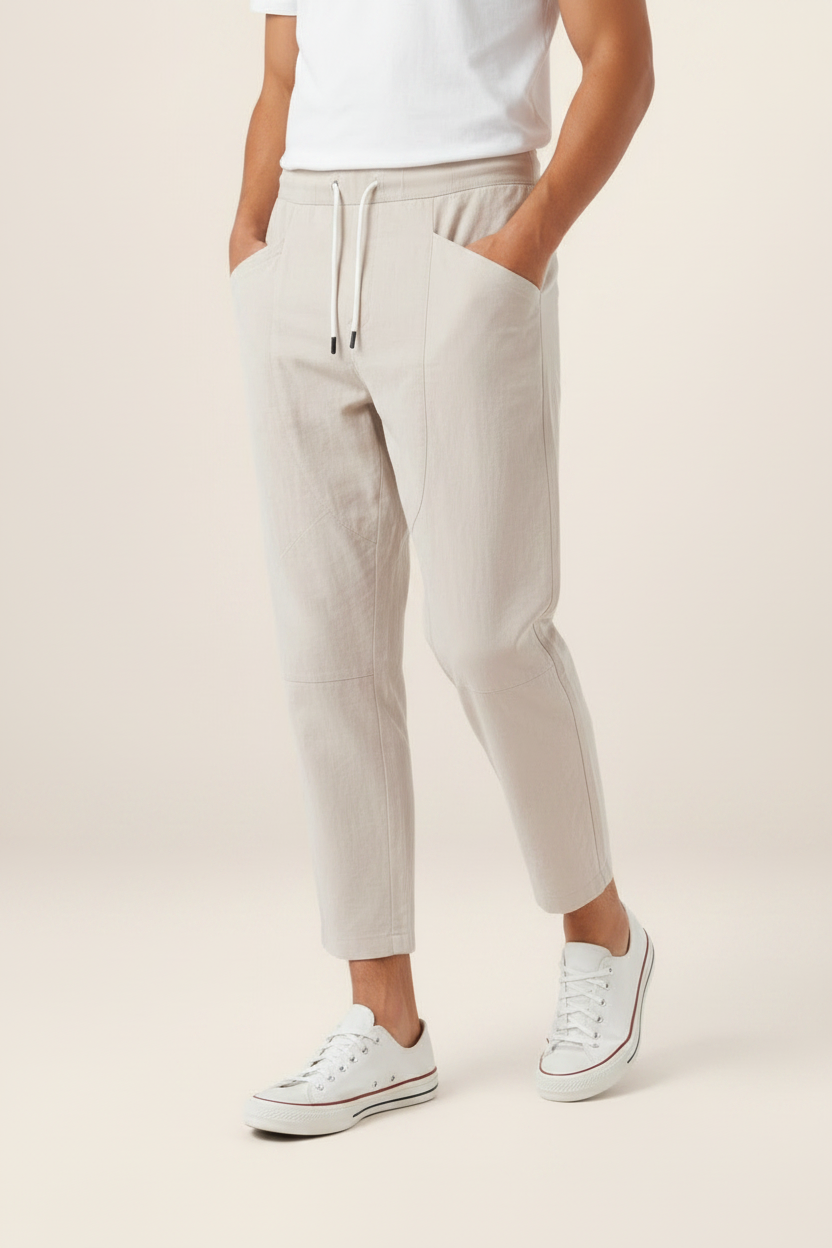 Men’s Drawstring Cropped Trousers – Relaxed Fit Summer Style