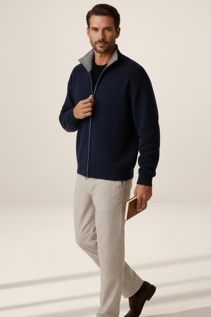 Men's Full Zip Knit Cardigan – Long Sleeve Sweater Jacket