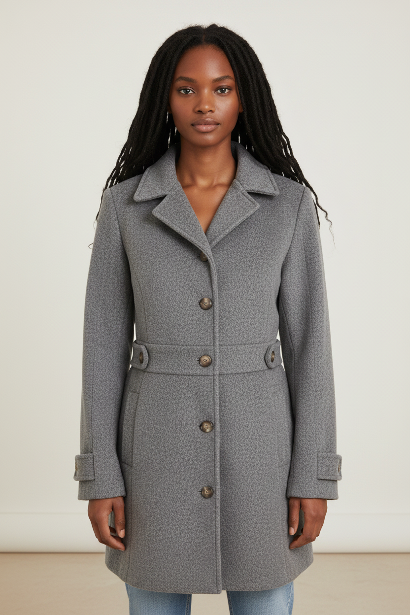 Elegant Women's Tailored Longline Coat with Classic Collared Neckline | Versatile Jacket for Everyday Style