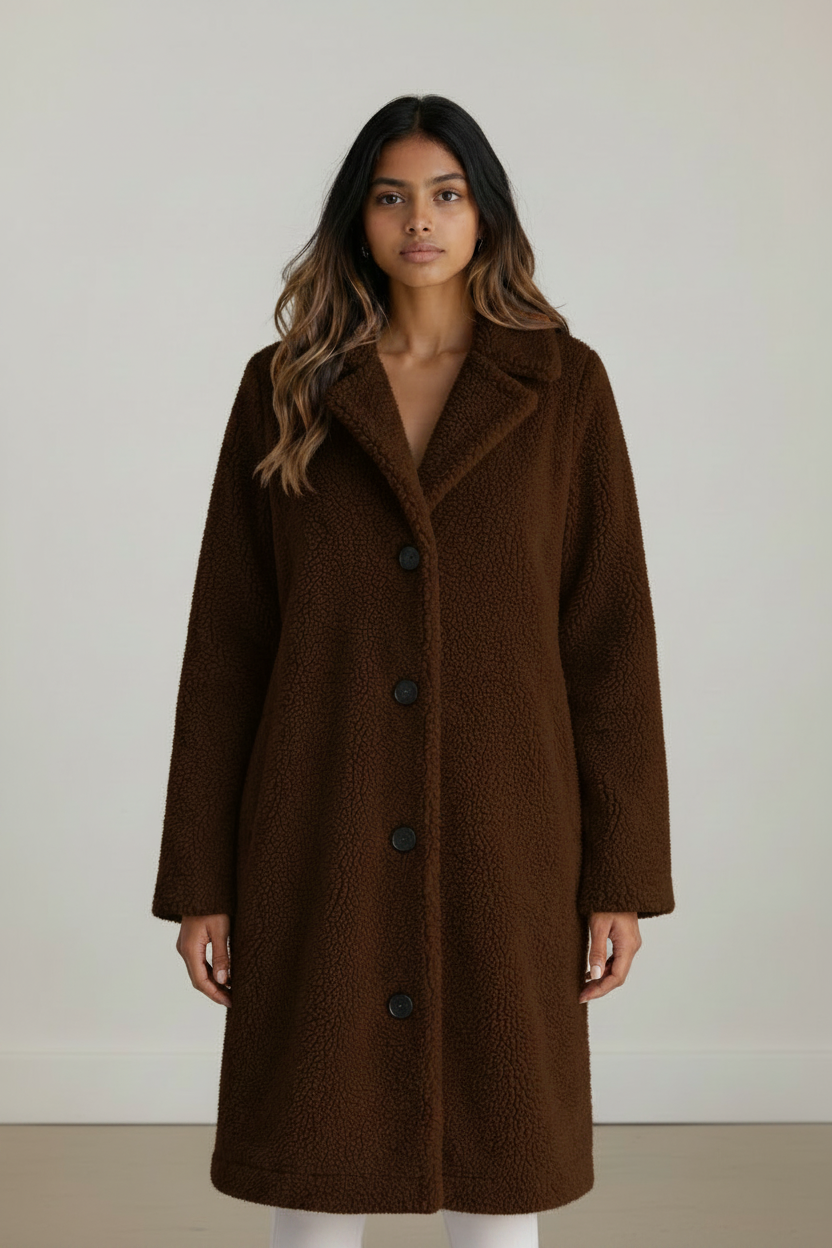 Women's Coat with Soft Teddy Fleece for Stylish Warmth