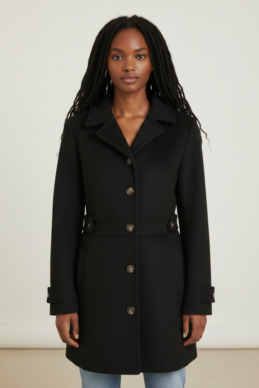 Women's Tailored Longline Coat | Classic Collared Neckline