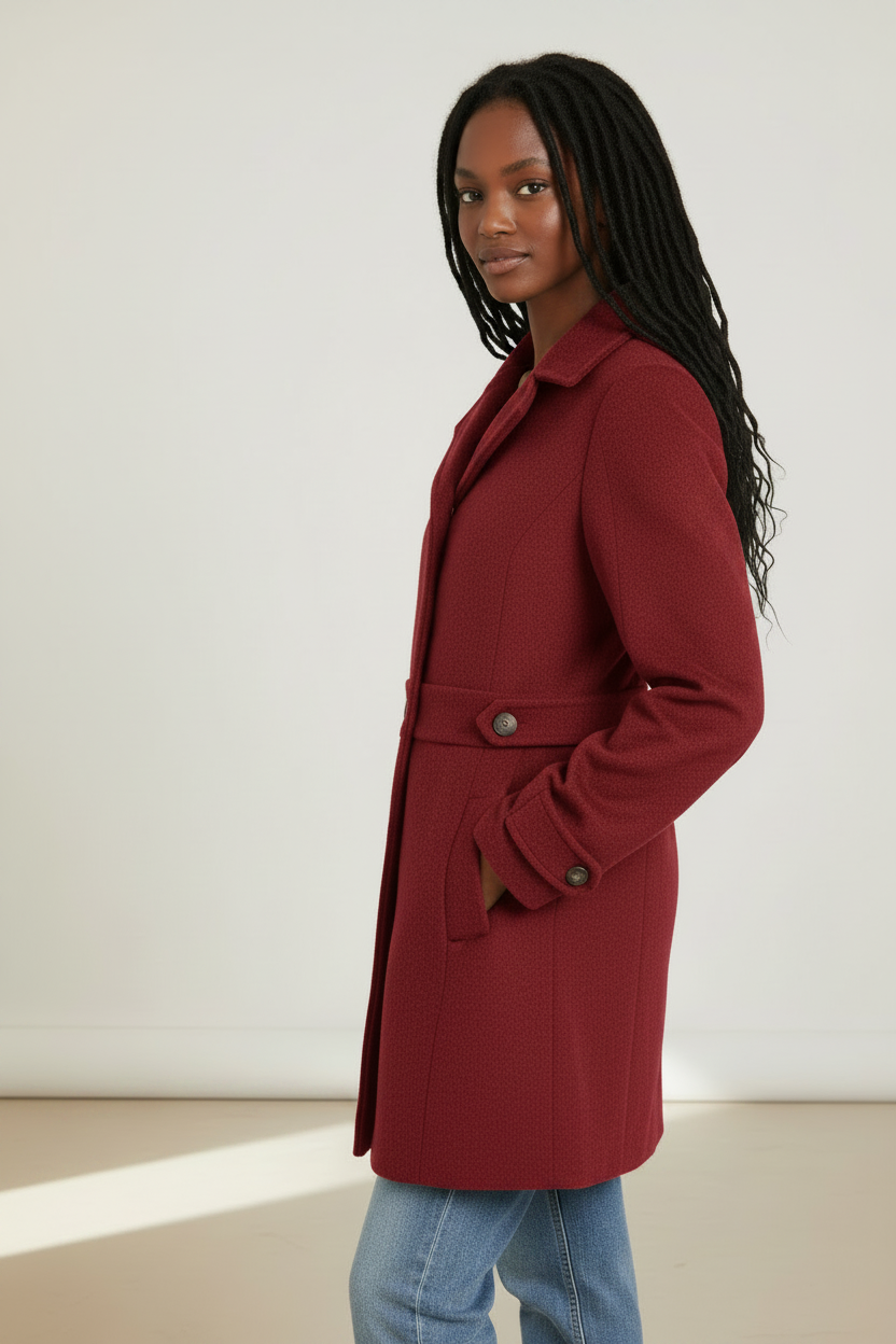 Women's Tailored Longline Coat | Classic Collared Neckline