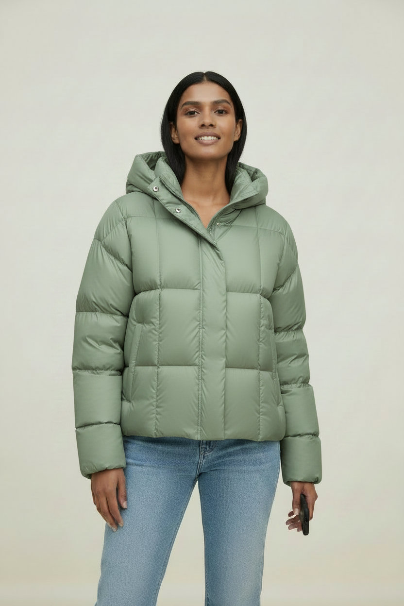 Oversized Puffer Jacket Women with High Collar